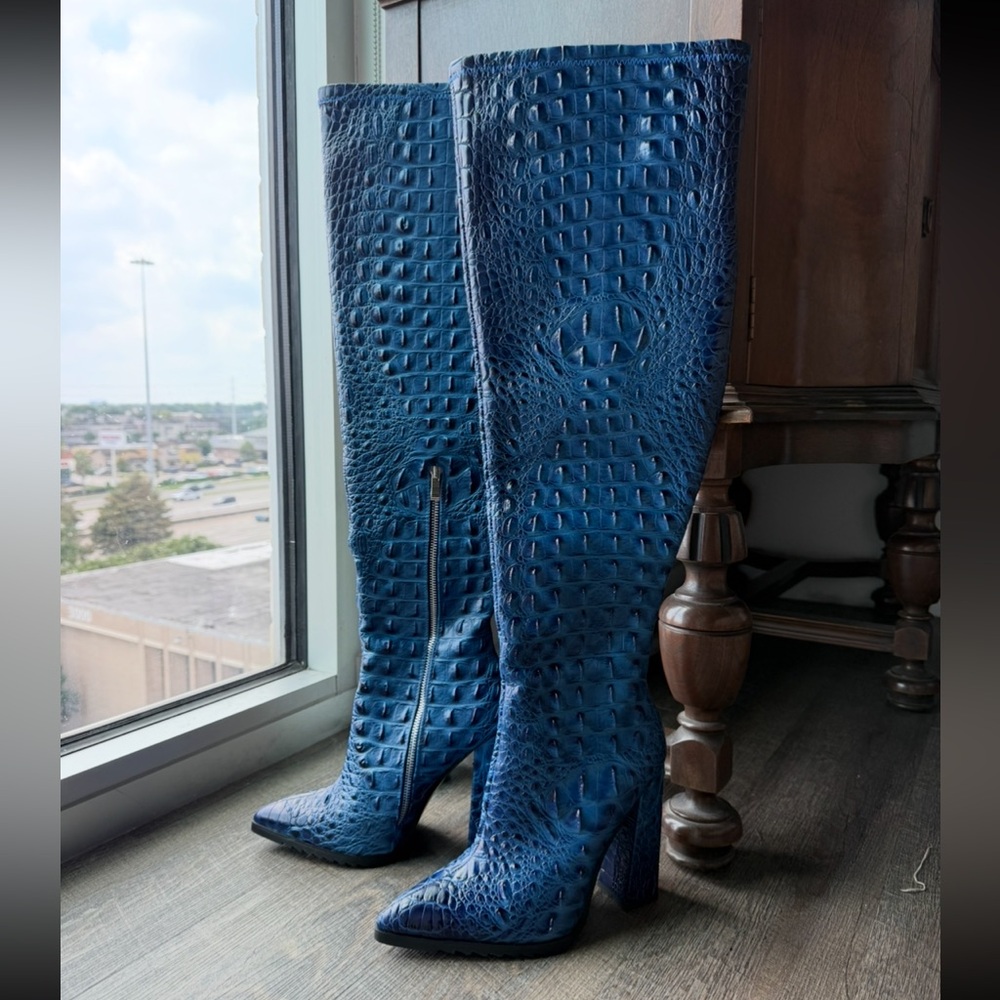 Blue Over the Knee Boots
